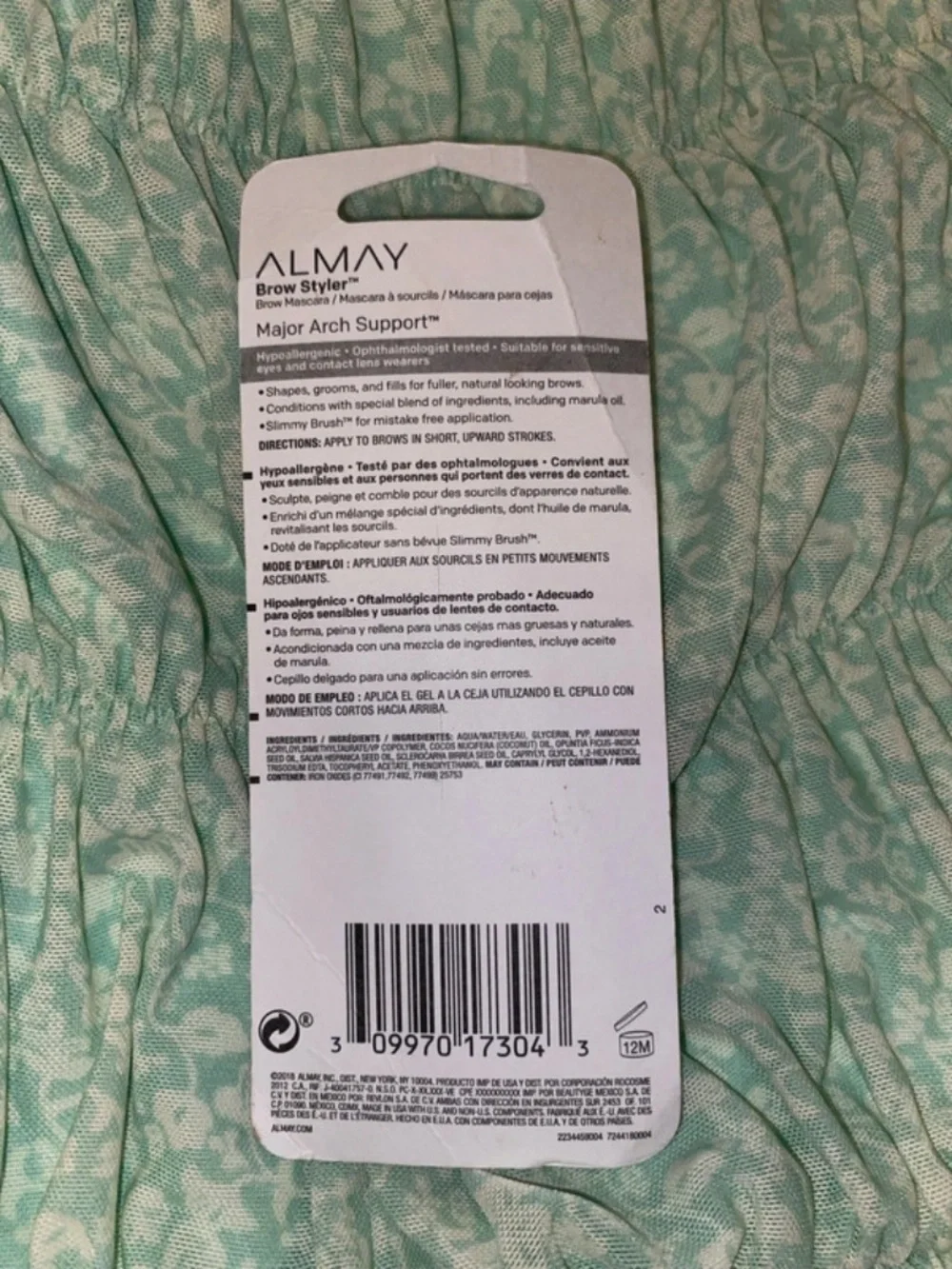 Almay Brow Styler Backed Packaging in White